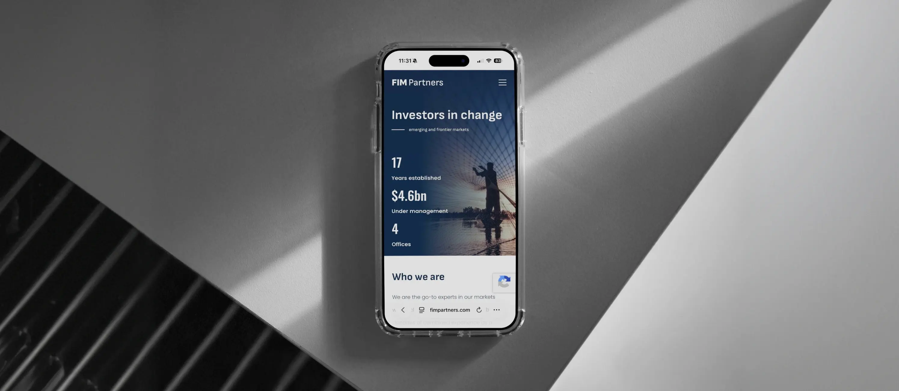 FIM Partners website on iPhone