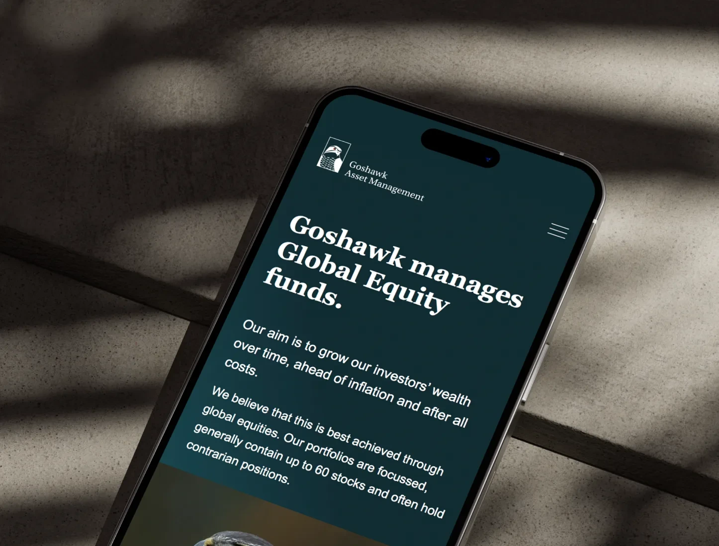 Goshawk website on mobile