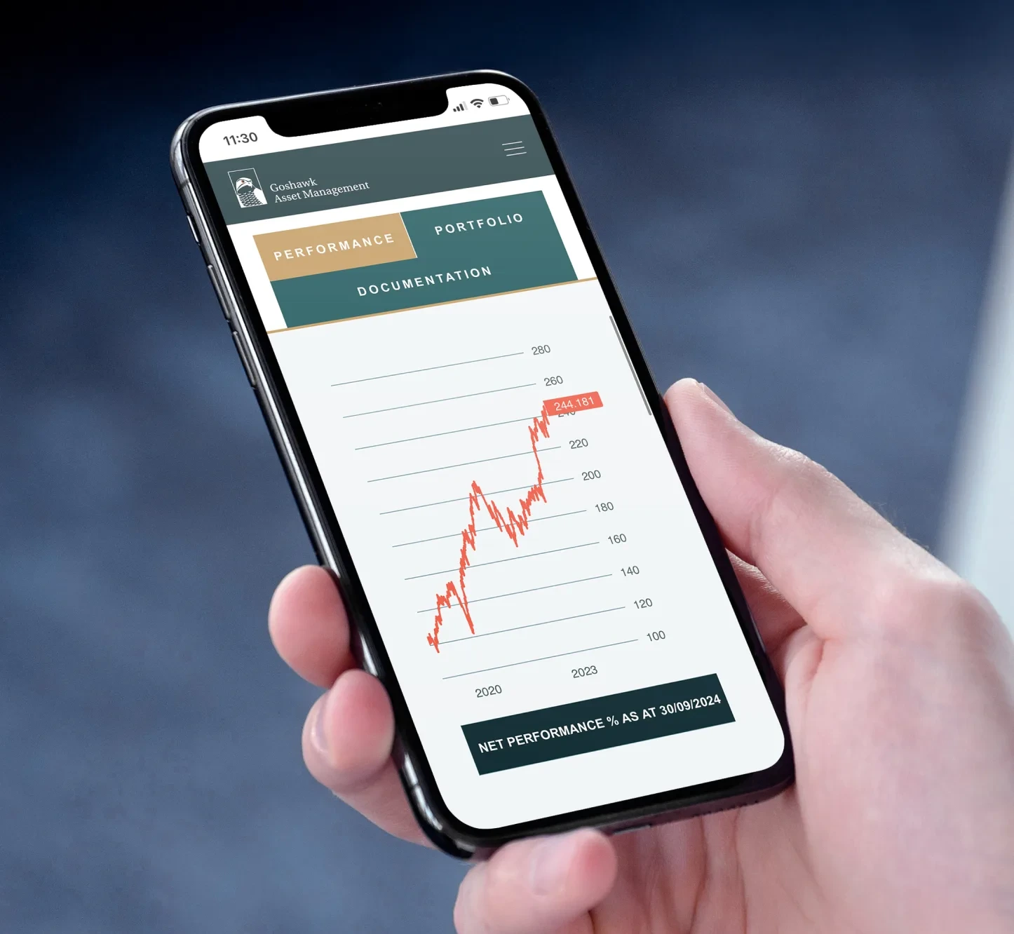 Goshawk performance data on mobile