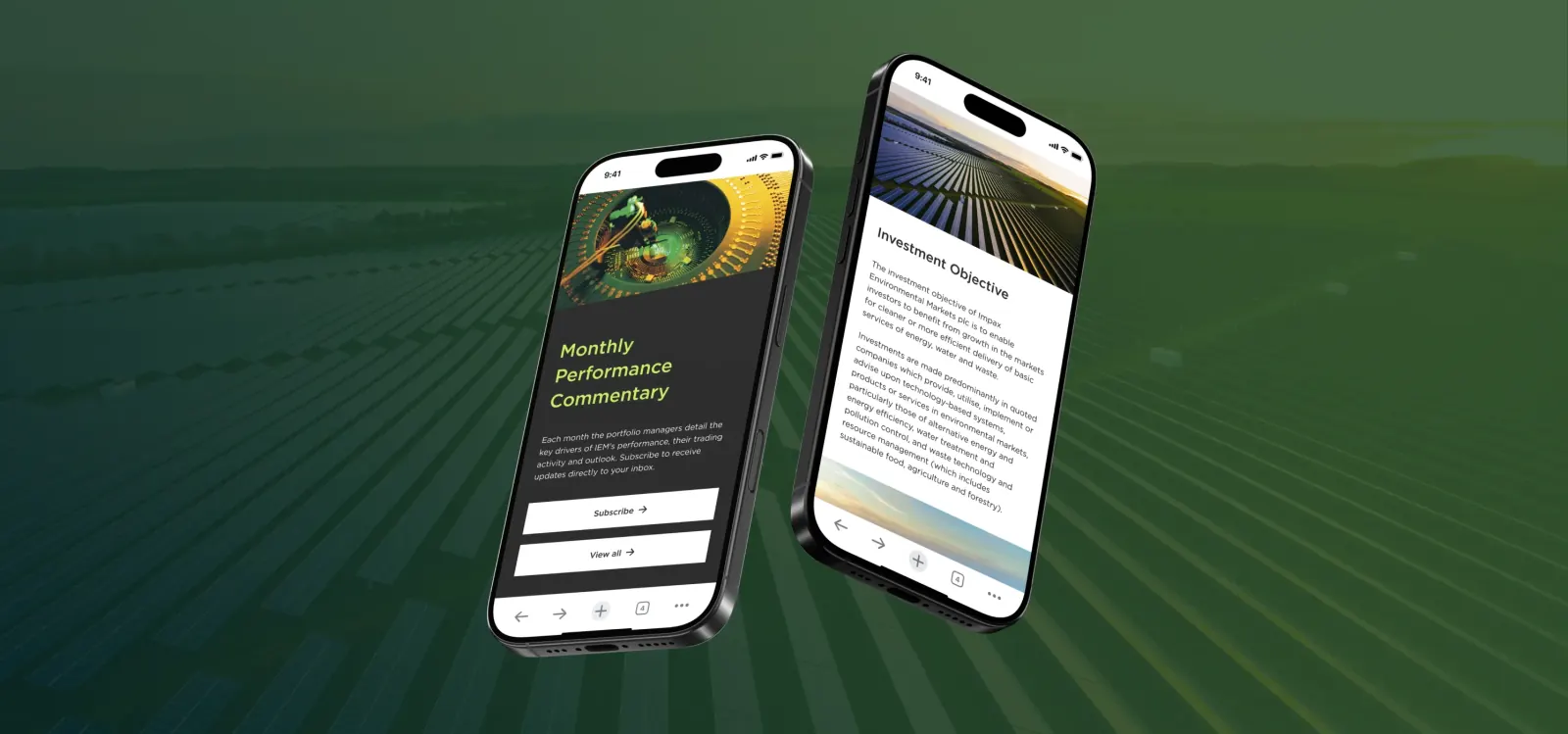 Impax Environmental Markets website on mobile