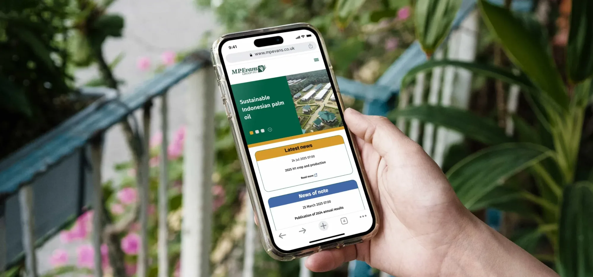 MP Evans website on mobile